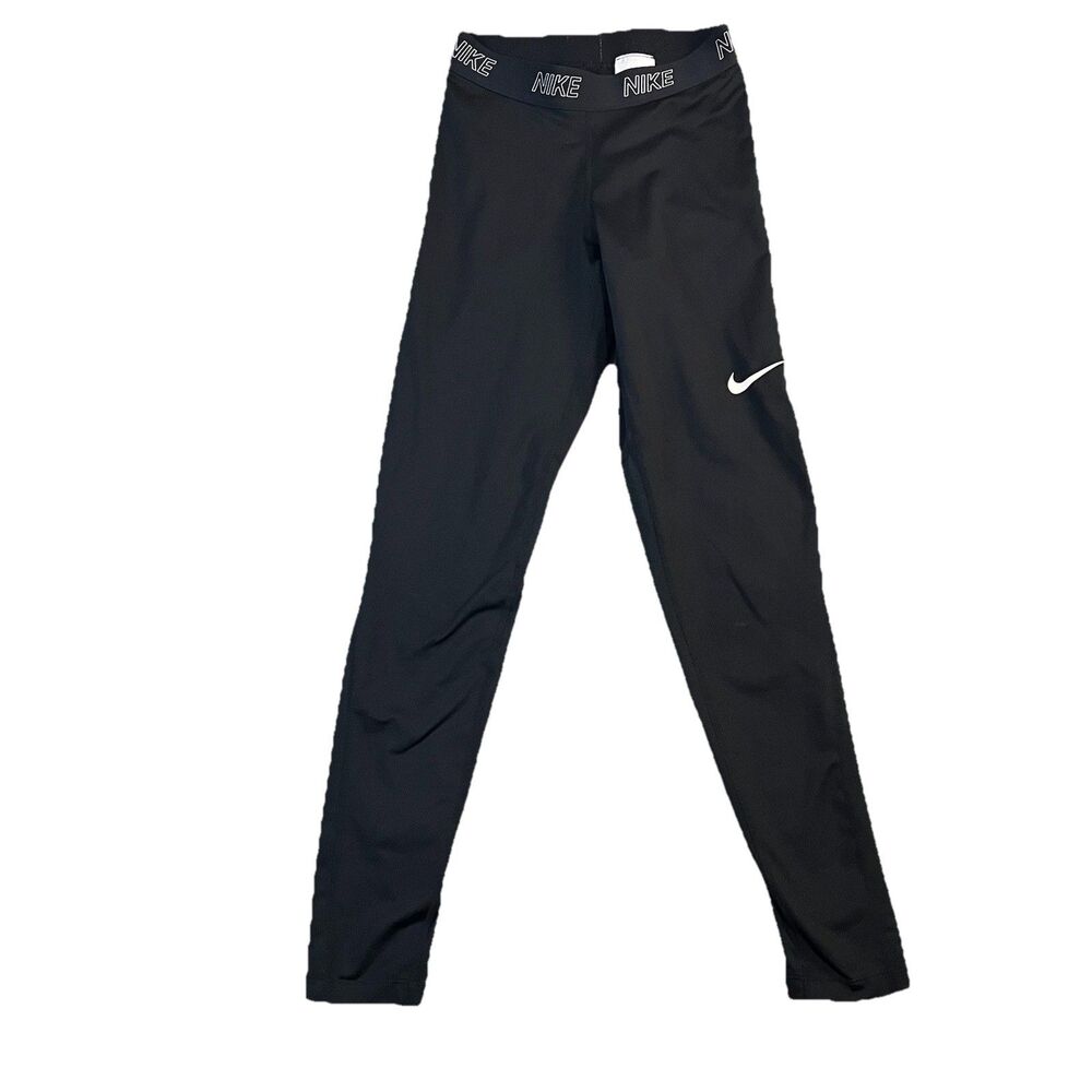 Nike Dri Fit Black White Athletic Training Leggings Pull On Womens Size S Pants